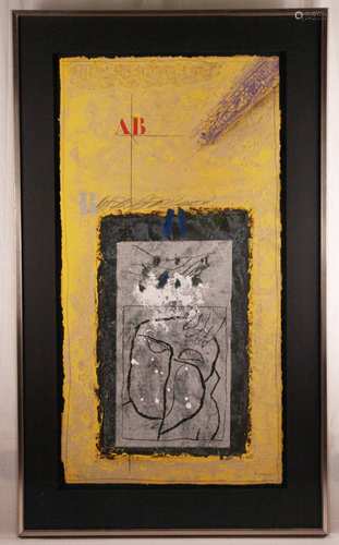 Coignard, James (1925 Tours - 2008 Antibes, French painter and graphic artist, master of<br />carborundum etching) - ''La Main'' (''The Hand''), 1996, color carborundum and collage, edition HC II / X, signed lower right, left numbered, about 100x50cm, framed under glass