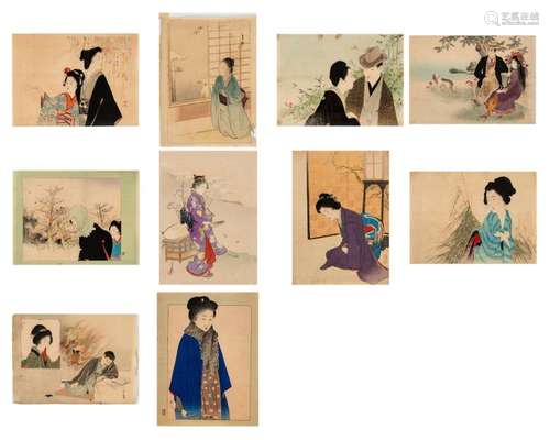 TEN JAPANESE COLOR WOODBLOCK PRINTS, c. 1900