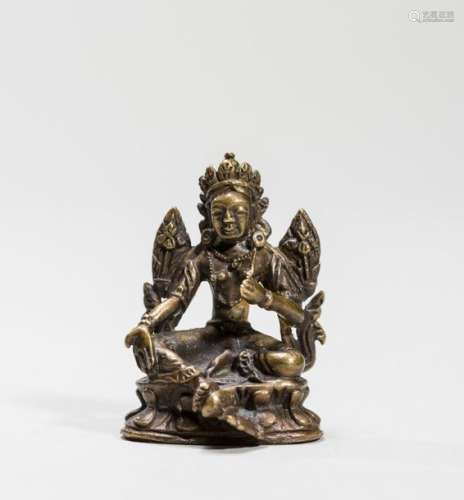 A TIBETAN MINIATURE BRONZE OF SYAMATARA, 18TH 19TH CENT…