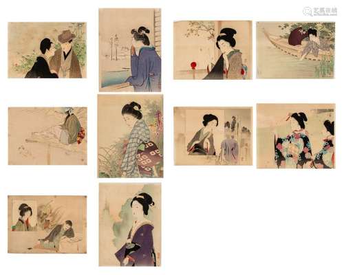 TEN JAPANESE COLOR WOODBLOCK PRINTS, c. 1900