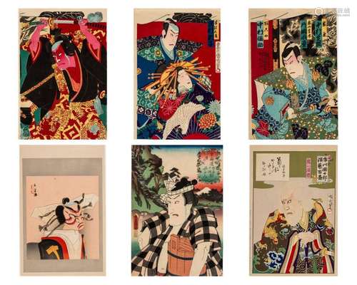 SIX JAPANESE COLOR WOODBLOCK PRINTS, 19TH 20TH CENTURY