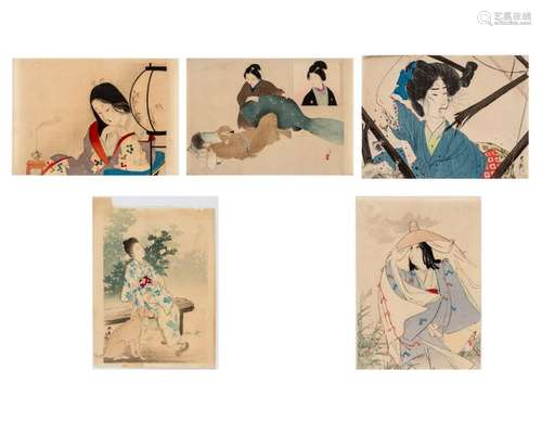 FIVE JAPANESE COLOR WOODBLOCK PRINTS, 19TH CENTURY