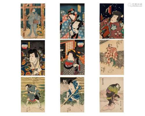 UTAGAWA KUNISADA / TOYOKUNI III (1786 1865): NINE COLOR…