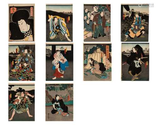 TEN JAPANESE COLOR WOODBLOCK PRINTS, 19TH CENTURY