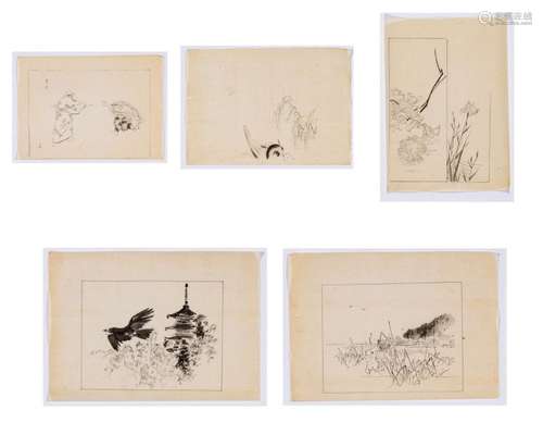 KAJITA HANKO (1870 1917): FIVE DRAWINGS