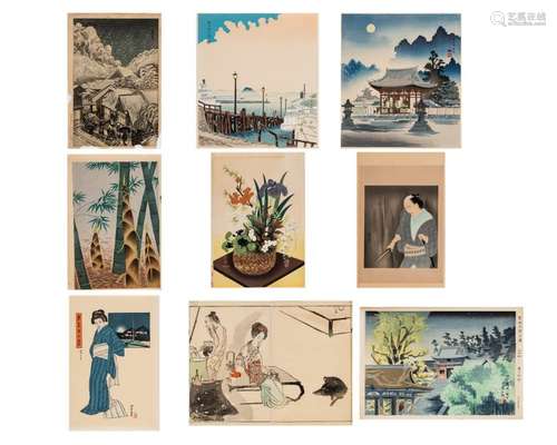 NINE JAPANESE COLOR WOODBLOCK PRINTS, 19TH 20TH CENTURY