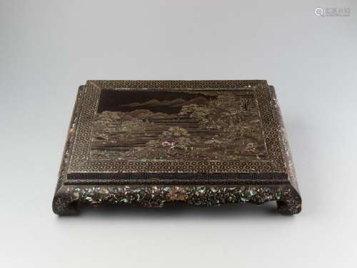 A MOTHER OF PEARL AND LACQUER INCENSE STAND, KANGXI
