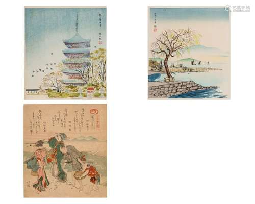 THREE JAPANESE COLOR WOODBLOCK PRINTS, 19TH 20TH CENTUR…