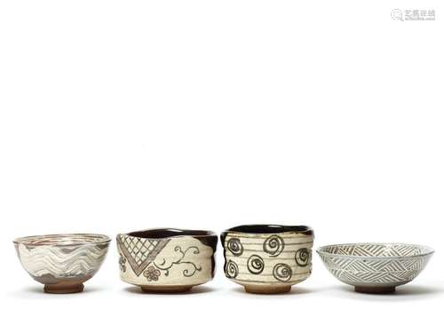 A GROUP OF FOUR CHAWAN JAPAN, MEIJI/ SHOWA PERIOD