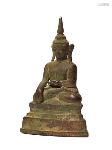 A BURMESE AVA STYLE BRONZE BUDDHA SHAKYAMUNI, AROUND 19…