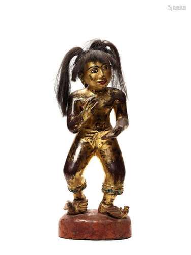 A BURMESE GILT WOOD FIGURE OF A NAT, C. 1920