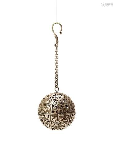 A SILVERED BRONZE POMANDER, JAPAN, 19th CENTURY