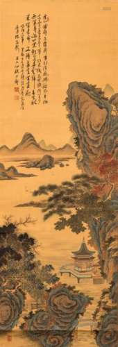 JAPANESE SCROLL PAINTING WITH A LANDSCAPE 19TH CENTURY