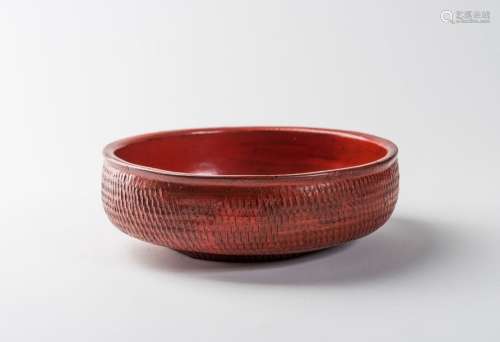 A BURMESE RED LACQUERED WOODEN SERVING BOWL, 1ST HALF O…