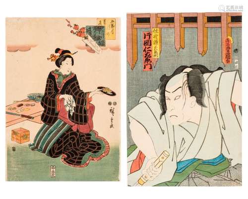 TWO JAPANESE COLOR WOODBLOCK PRINTS, 19TH CENTURY