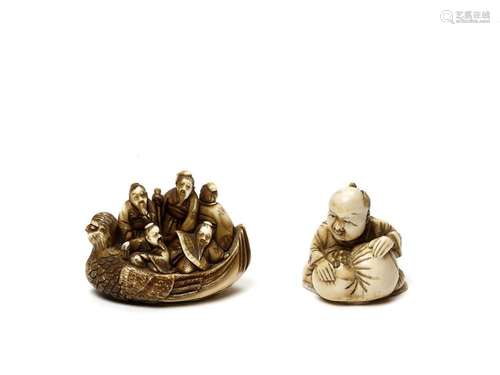 TWO MEIJI PERIOD IVORY NETSUKE