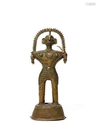 A BASTAR BRONZE OF A GODDESS WITH A TRIDENT AND SCEPTRE