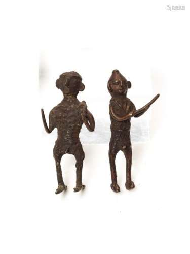 TWO KONDH TRIBAL BRONZES DEPICTING MALE FIGURES