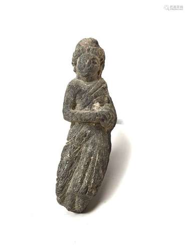 A SMALL AND RARE GANDHARAN SCHIST FIGURE OF A BODDHISATTVA