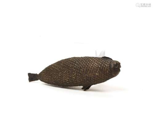 A RARE KONDH TRIBAL BRONZE MODEL OF A FISH