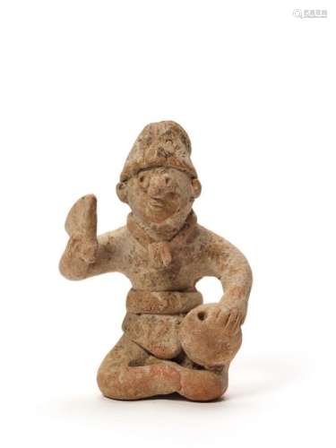 SEATED FIGURE AS A WHISTLE - COLIMA, WEST MEXICO, C. 100 BC – 100 AD