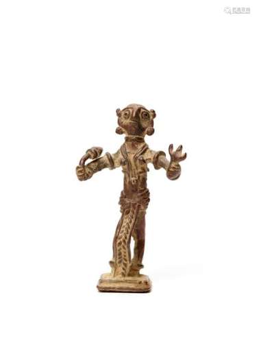 A RARE BASTAR BRONZE GODDES WITH A TRIDENT AND LOTUS FLOWER