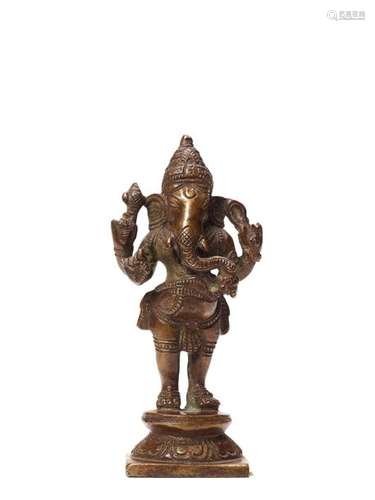 A 19th CENTURY INDIAN BRONZE FIGURE OF GANESHA