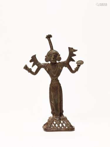 A BASTAR BRONZE GODDESS WITH KHAPPAR