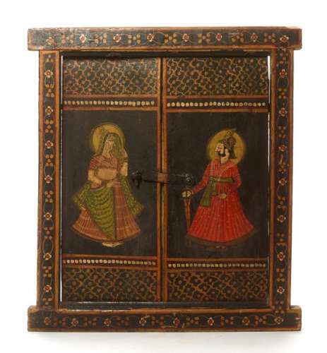 A DOUBLE-FOLDING WOODEN WINDOW - INDIA, 19TH CENTURY