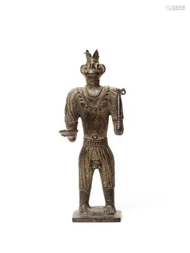 A BASTAR BRONZE OF A GODDES WITH A KHAPPAR AND SCEPTRE