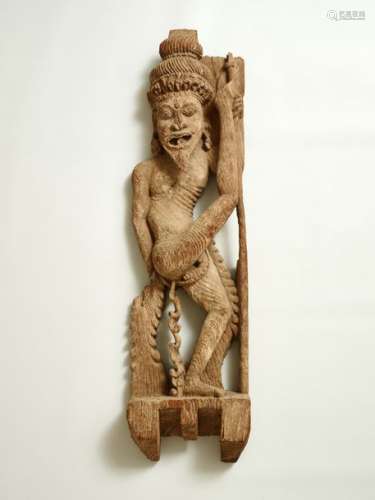 A LARGE AND RARE TAMIL NADU WOOD RELIEF OF THE WISE SAINT RSHI