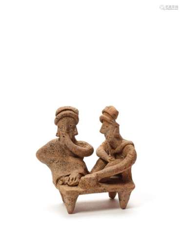 TL-TESTED COUPLE ON A BENCH - COLIMA, WEST MEXICO, C. 1ST CENTURY BC