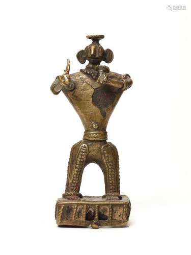 A BASTAR BRONZE OF A GODDESS WITH TRIDENT AND KHAPPAR