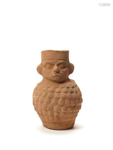 MAN WITH PLUMAGE VESSEL – MOCHE CULTURE, PERU, C. 500 AD