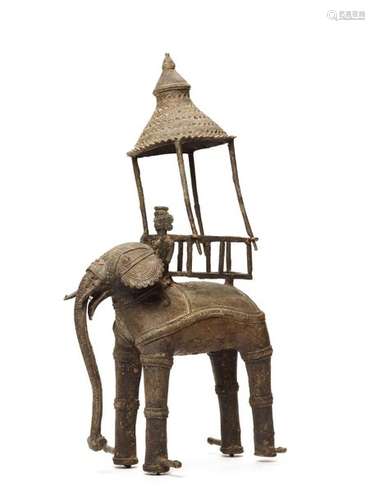 A BASTAR BRONZE OF ELEPHANT WITH HOWDAH