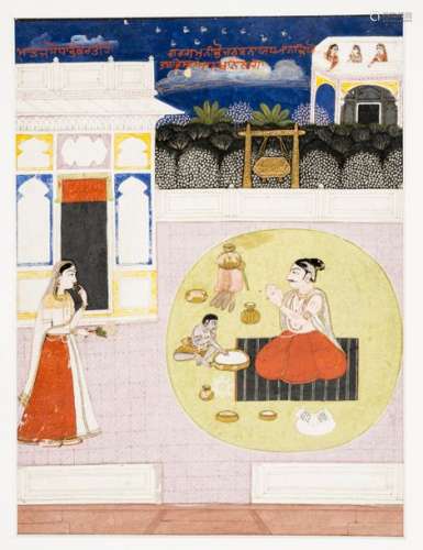 INDIAN MINIATURE PAINTING ‘THE BOY KRISHNA’ 19TH CT