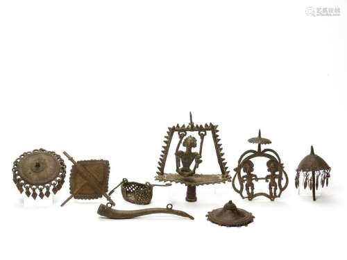 A GROUP OF EIGHT BASTAR BRONZE PIECES