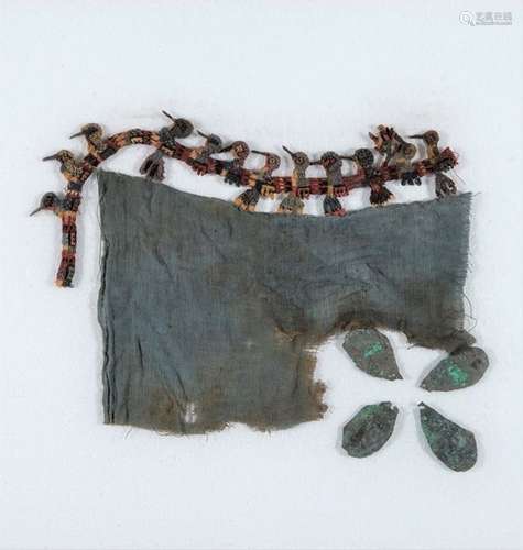 TEXTILE FRAGMENT WITH EMBROIDERED MOTIF - NAZCA CULTURE, PERU, C. 100 BC – 800 AD