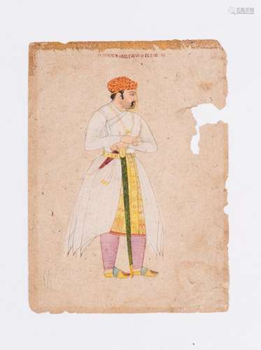 AN INDIAN MINIATURE PORTRAIT PAINTING - 19th CENTURY