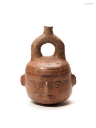 TL TESTED HEAD SHAPE STIRRUP VESSEL – VICUS CULTURE, PERU, C. 3RD CENTURY BC