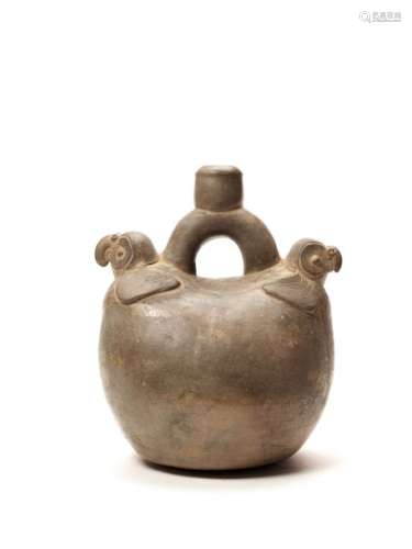 TL-TESTED TWO PARROTS STIRRUP VESSEL - CHAVIN CULTURE, PERU, C. 5TH CENTURY BC