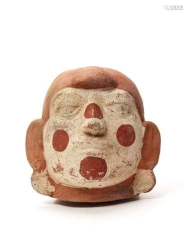 TL-TESTED LARGE HEAD-SHAPED VESSEL – MOCHE CULTURE, PERU, C. 11TH CENTURY