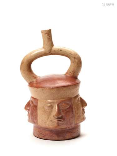 TL-TESTED STIRRUP VESSEL WITH FOUR HEADS – MOCHE CULTURE, PERU, C. 4TH CENTURY