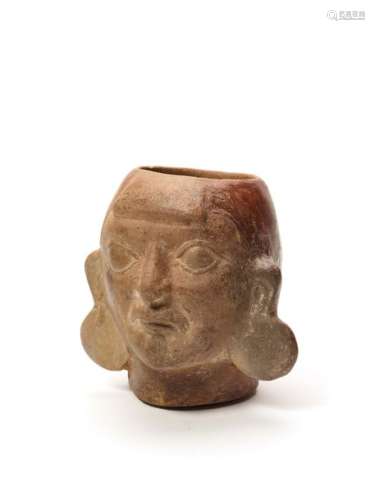MUG IN THE SHAPE OF A HEAD – MOCHE CULTURE, PERU, C. 500 AD