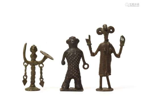 A GROUP OF THREE KONDH AND BASTAR TRIBAL BRONZES