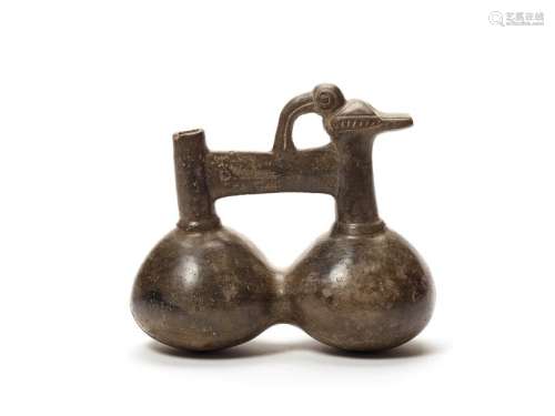 DOUBLE-CHAMBERED BIRD WHISTLE VESSEL - INCA EMPIRE, PERU, C. 1400 AD