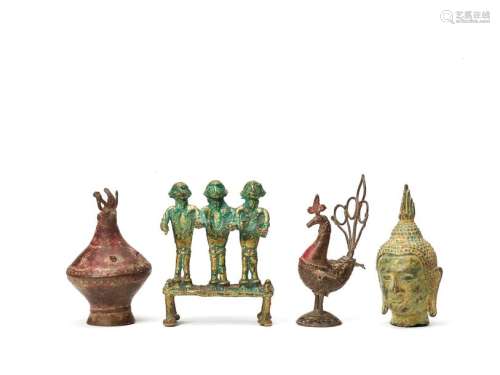 FOUR INDIAN AND THAI BRONZE FIGURES