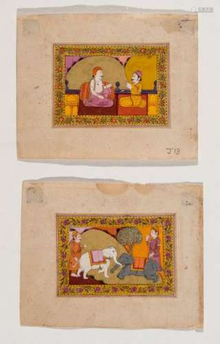 A PAIR OF INDIAN MINIATURE PAINTINGS - 19TH CENTURY