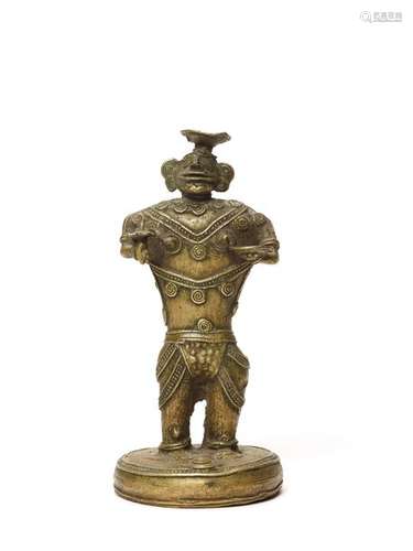 A BASTAR BRONZE OF A GODDESS WITH A RATTLE AND KHAPPAR