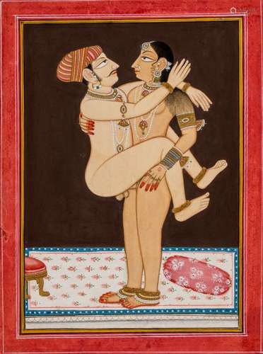 AN EROTIC INDIAN PAINTING - 19TH – EARLY 20th CENTURY